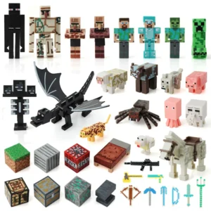 Minecraft Plastic Toy Figurines Ender Dragon Steve Creeper Iron Golem Boy Doll Model