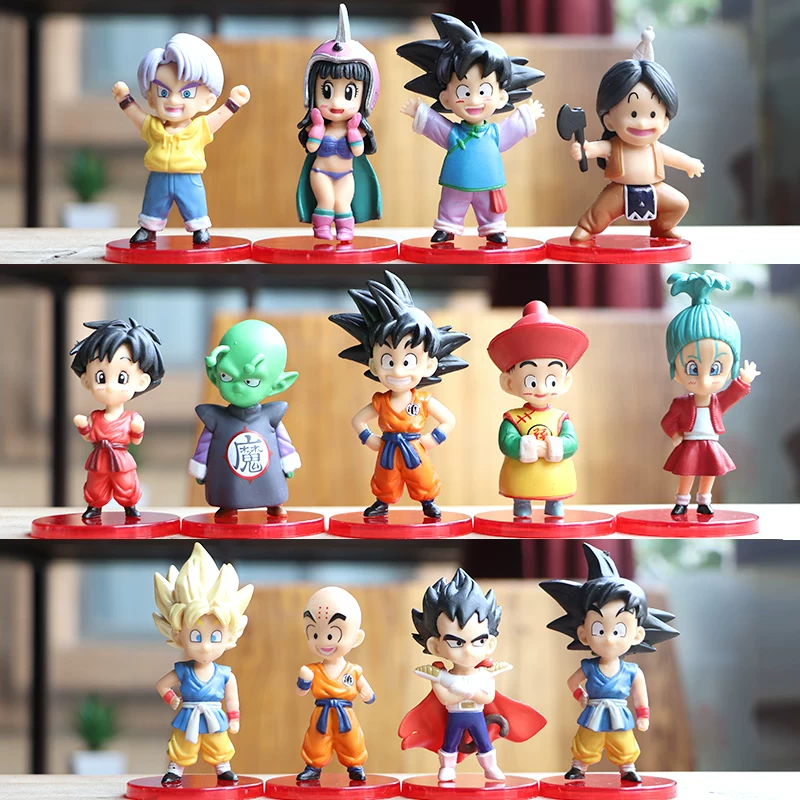 Dragon Ball Q Version Childhood Young Sun Wukong, Chi-Chi, Vegeta, Trunks Hand-Made Figurine Model Ornament