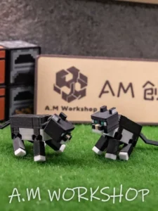Minecraft My World Cow Cat Couple Figurine Movable Fridge Magnet Keychain 3D Printed Desktop