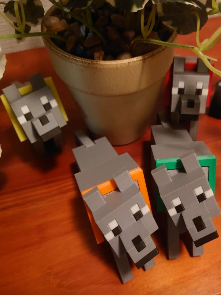 Minecraft Mc Wolf Dog 3D Printed Minecraft Pixel Figure Desktop Figurine Children's Birthday Gift