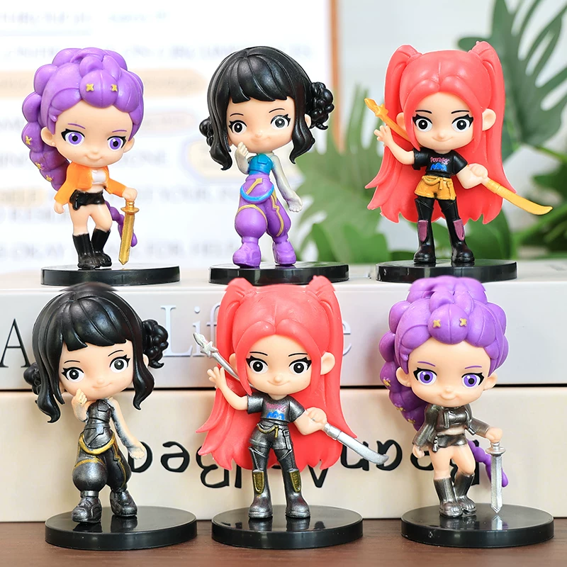 Cross-Border K-Pop Korean Wave Q-Version Hunter Girl Group Full Set Trendy Toy Figures Celebrity Figurines Anime Peripherals