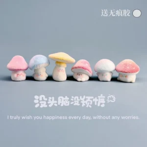 Mini Cute Flocked Little Mushroom Elf Car Dashboard Desktop Computer Workstation Decoration Stress Relief Gadget