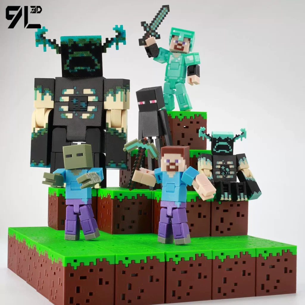 9L3D Minecraft Mc Game Peripheral Model Figurine Defender Printed Toy Ornament with Movable Joints