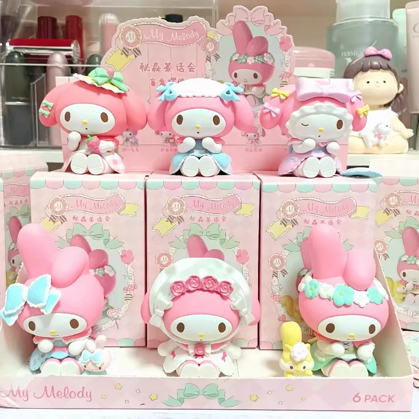 My Melody Secret Tea Party Series Blind Box Figure Peripheral Doll Cute Desktop Ornament Birthday Gift