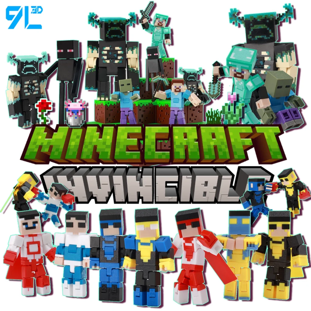 9L3D Printed Minecraft Series Invincible Hero Mc Steve Action Figure Multi-Jointed Movable Toy