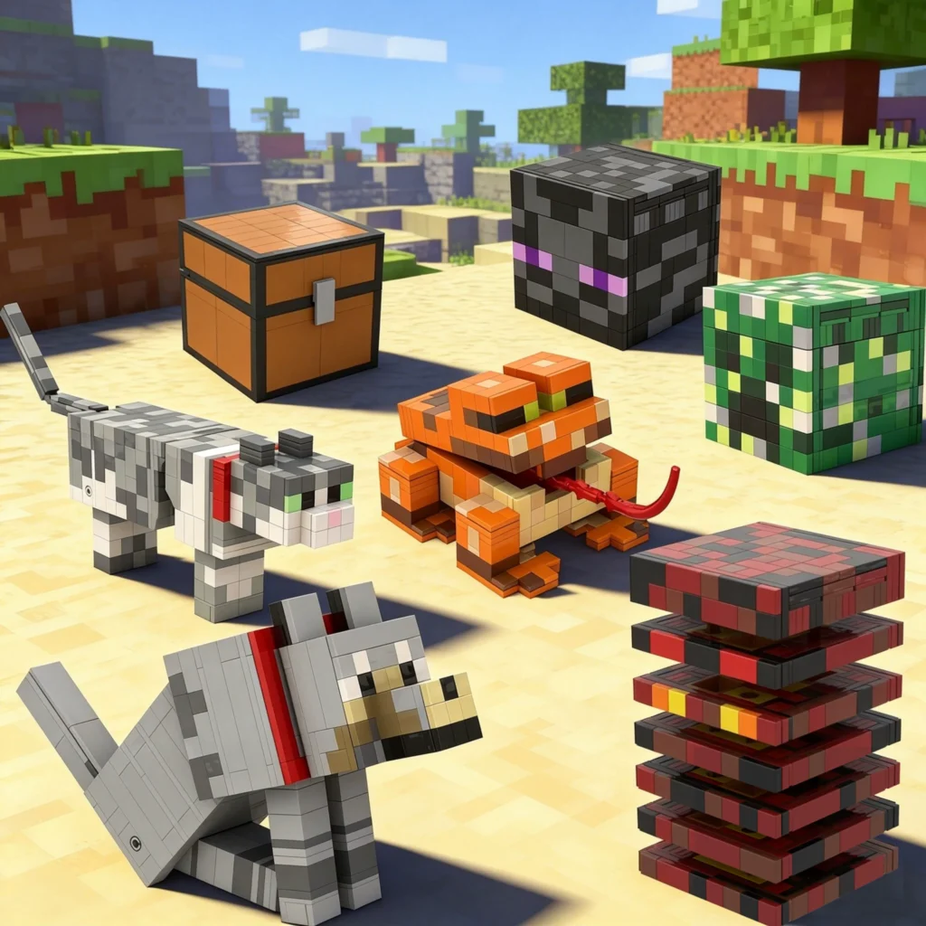 Minecraft Building Blocks Wolf Dog Mc Magma Monster Frog Box Children's Toys Boys Birthday Gift 10 Years and Above