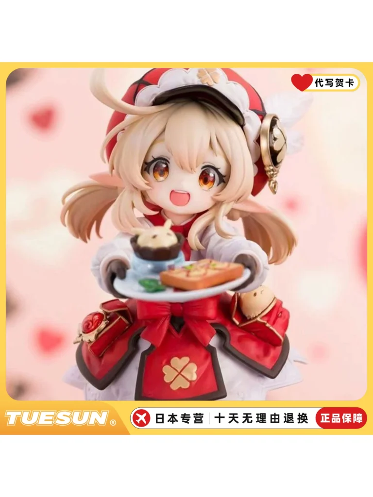 Japanese Authentic Genshin Impact Figurine Coffee Shop Dessert Running Klee Anime Merchandise Decoration Gift for Girls' Birthday