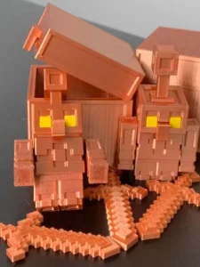 3D Printed Minecraft Game Merchandise Multi-Jointed Movable Copper Puppet Doll Hot-Selling Creative New Product Pixel Style