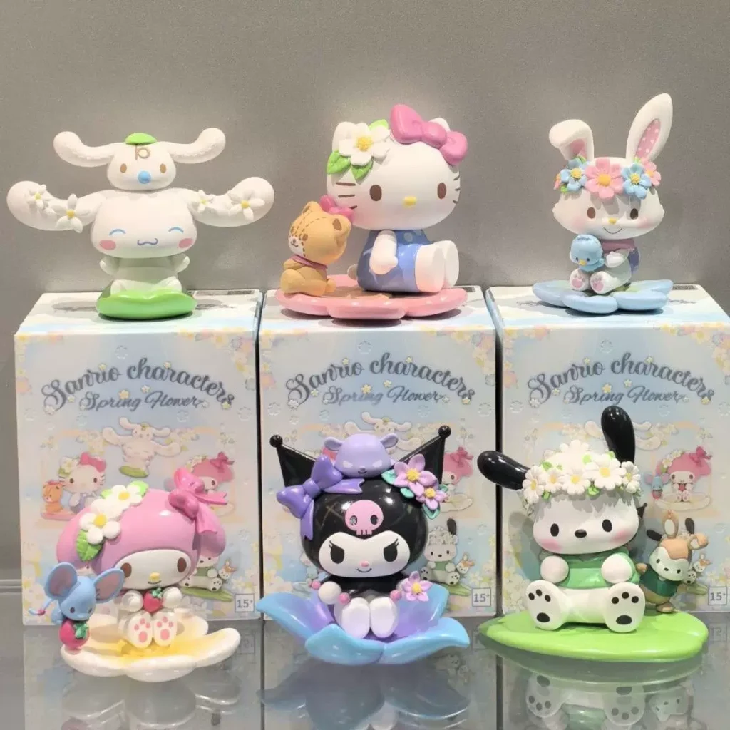 New Kuromi, Cinnamoroll, Hello Kitty, Flower Series Family Blind Box Figures, Birthday Gifts, Cute Ornaments