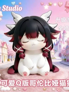 Columbia Figure - Cat [Genshin Impact Merchandise] Little Q Version Female Figure Game Peripheral Model Ornament Statue