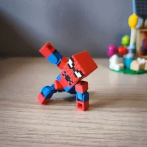 Minecraft Pixel-Style Articulated Spider-Man Figure 3D Printed Doll Ornament Birthday Gift for Boys