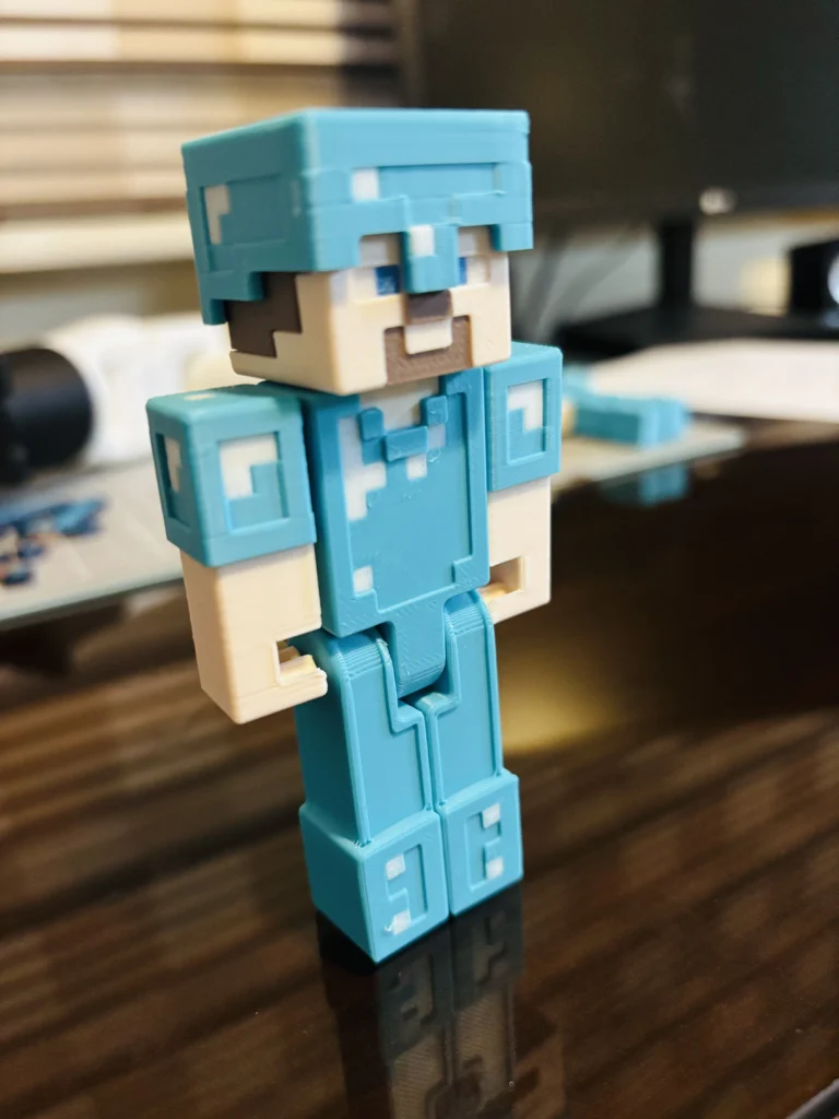 Minecraft Steve Diamond Set 3D Printed Movable Figure with Exquisite Details Desktop Decoration Gadget