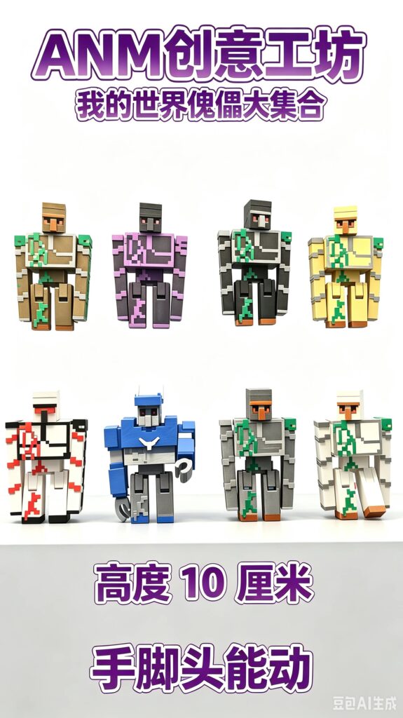 Minecraft Enderman Iron Golem 3D Printed Model Figurine Gift with Movable and Openable Mouth