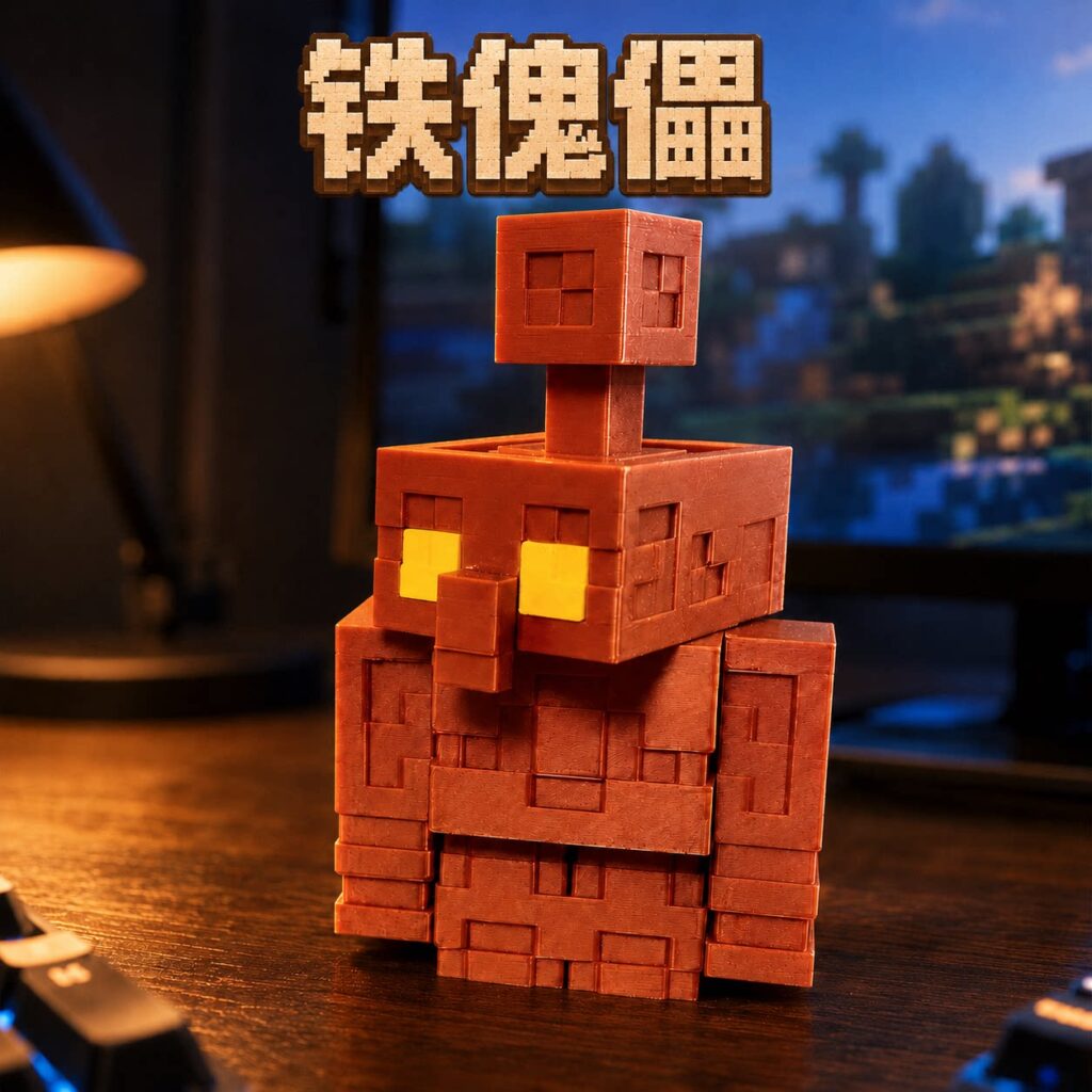 Copper Puppet Figure Mc Pixel Toy Ornament with Movable Joints 3D Printed Minecraft Game Merchandise