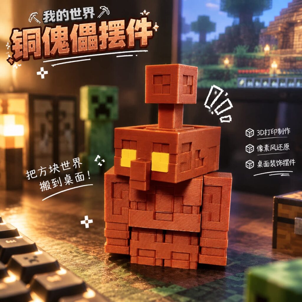 Copper Puppet Figure Minecraft Game Peripheral Movable Doll Mc 3D Printed Display Pixel Toy