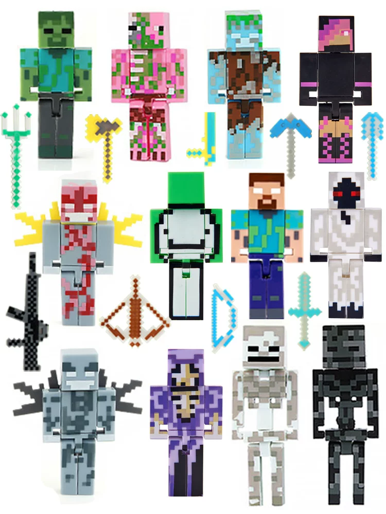Minecraft Action Figure Dream Entity 303 Him the Ender Dragon Wither Skeleton Little White Toy Figure