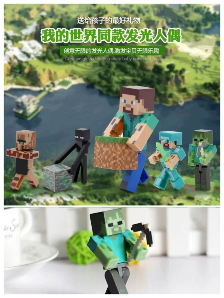 Minecraft Birthday Gift Toy Building Block Figurine Steve Creeper Educational Model Doll Action Figure