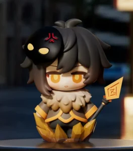 Genshin Impact Zhongli 8cm Figurine Pu Resin Desktop Ornament Anime Doll in Stock