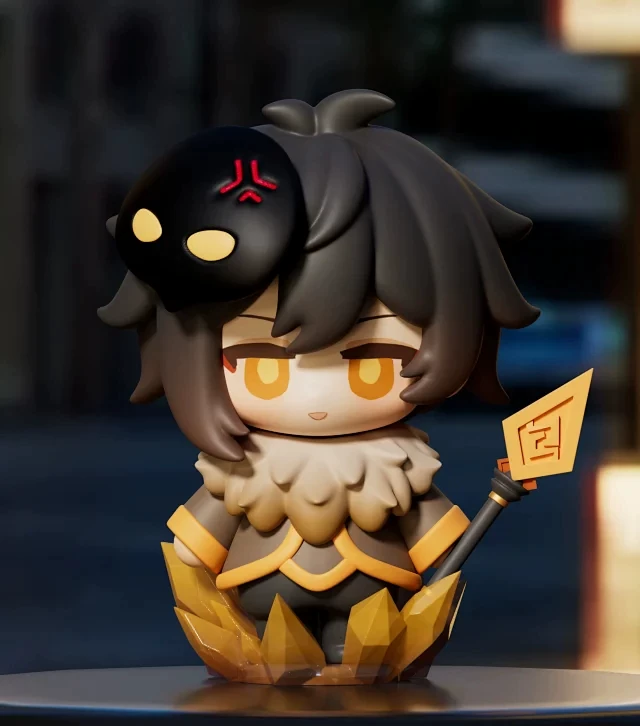 Genshin Impact Zhongli 8cm Figurine Pu Resin Desktop Ornament Anime Doll in Stock
