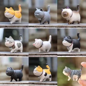 Simulated Cute Kitten Dolls, Mini Ornaments, 9 Types of Bell Cat Dolls, Hand-Made Figures, Desktop and Car Decorations
