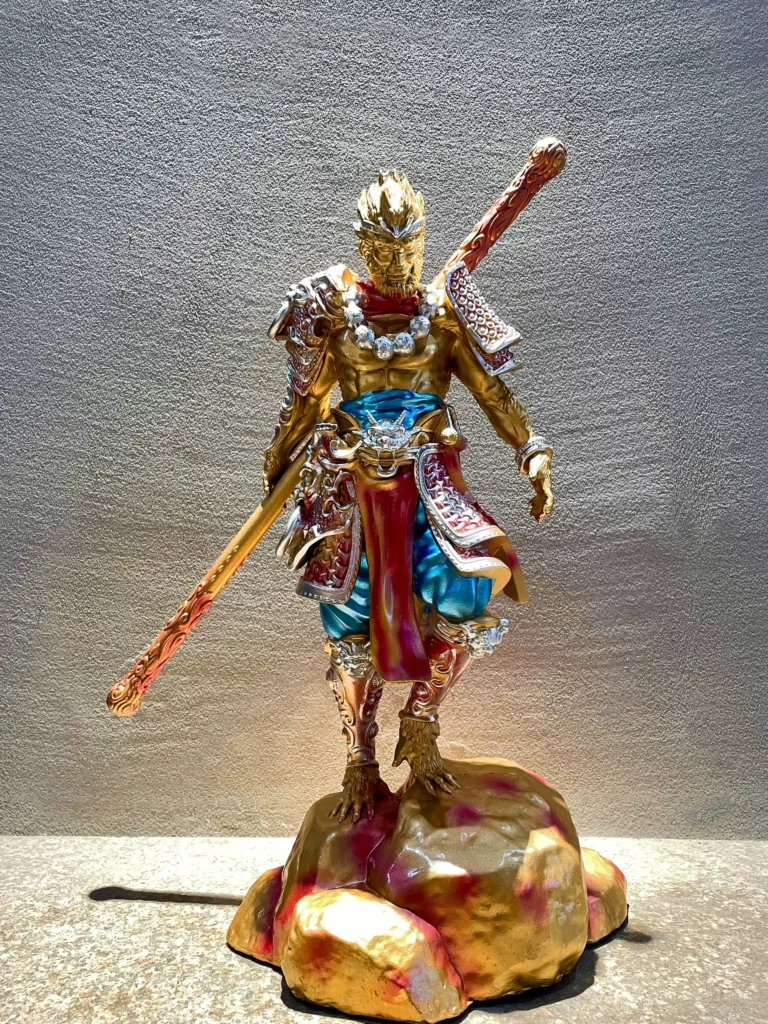 Monkey King Black Myth Wukong Figurine with Golden Staff Peripheral Model, the Great Sage Equal to Heaven, Living Room Tv Cabinet Decoration