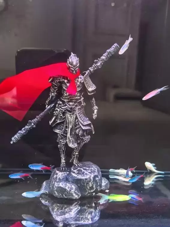 Black Myth Figurine Water Feature Wukong Fish Tank Ornament Decoration Desktop Sun Wukong Fighting Buddha