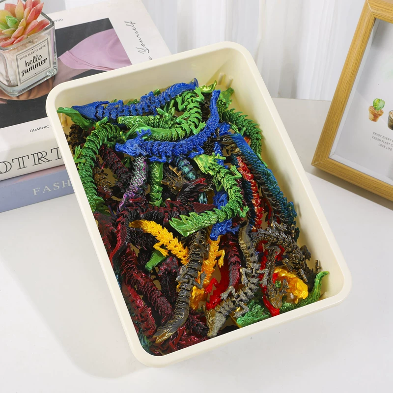 13cm 3D Printed Dragon Craft Ornament Creative Figurine with Movable Joints Stress-Relief Toy Wholesale