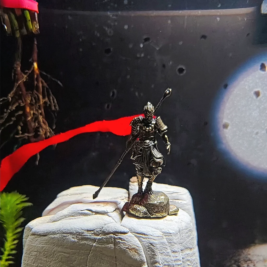 Fish Tank Decoration Brass Alloy Black Myth Wukong Figure Game Collectible Car Interior Anime Model Trendy Toy