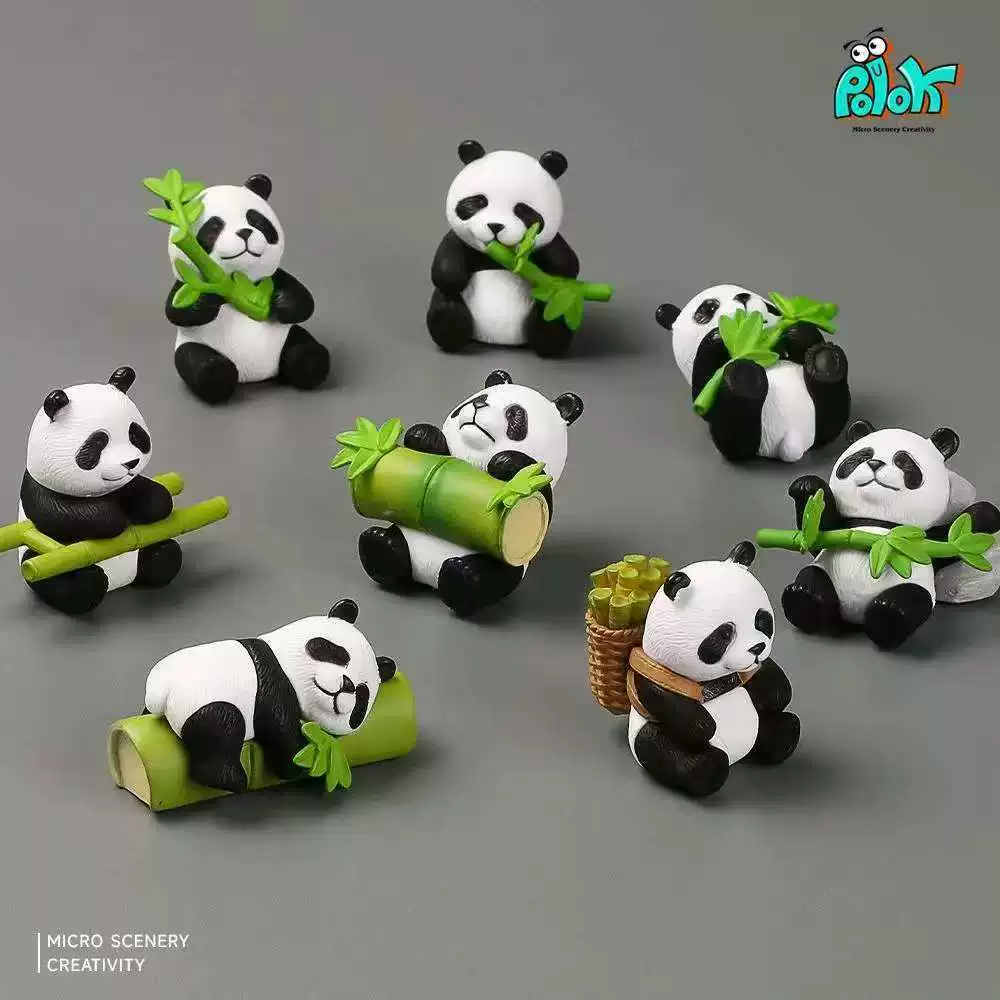 Cartoon Pvc Figurine Cute National Treasure Panda Car Ornament Micro Landscape Cake Decoration Panda Toy Souvenir