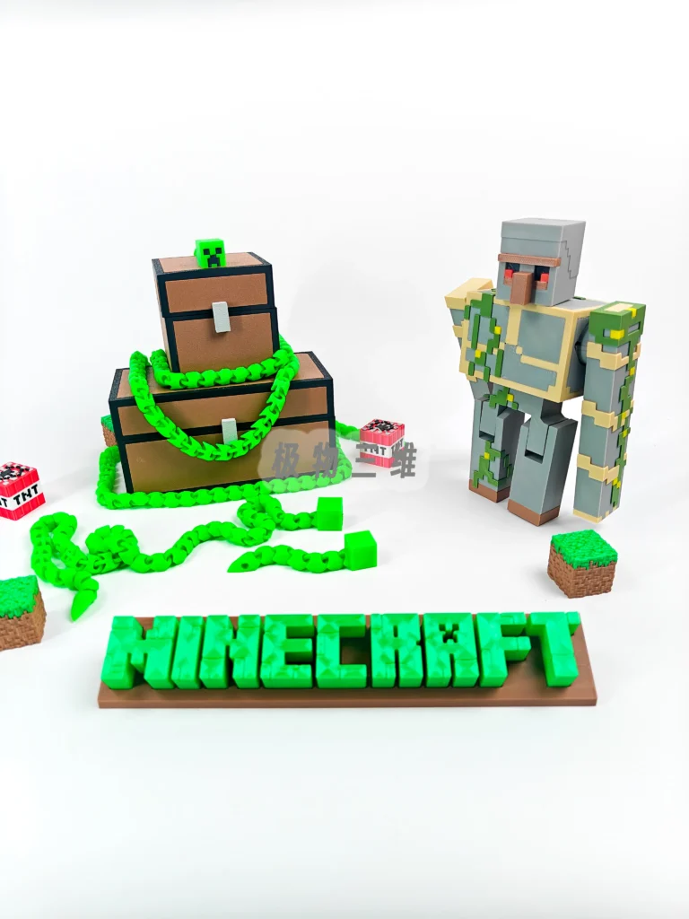 3D Printed Minecraft Creeper Python Mc Pixel Game Peripheral Figurine Gift with Movable Joints and Glow-In-The-Dark Feature