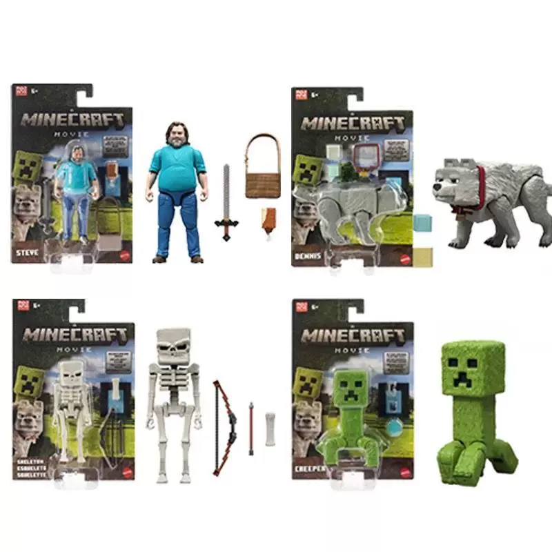 Minecraft Movie Figures Steve Creeper Wolf Skeleton Figurines Model Dolls Ornaments