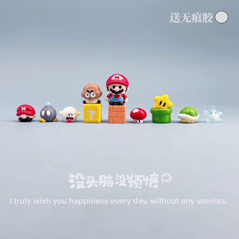 Cute Super Mario Mario Mini Figurines for Car Dashboard, Office Desk, Workstation, Desktop Healing Ornaments
