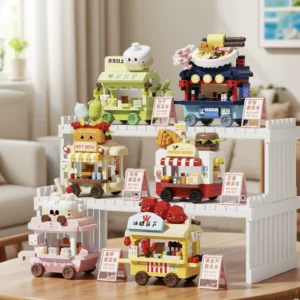 Cute Miniature Street Scene Stall Building Blocks Birthday Gift for Girls Desktop Decoration Educational Assembly Toy Prize