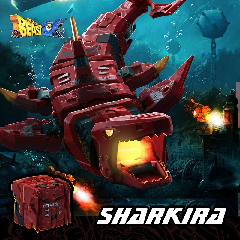 Beastbox Beast Box Series Shark Qila Red Shark Transforming Toy Educational Model Trendy Mecha Figure