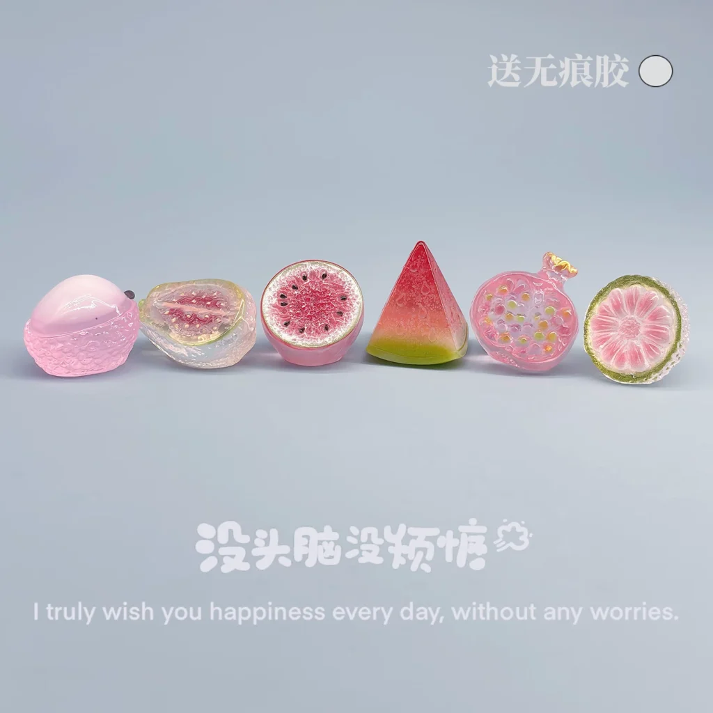 Cute Cartoon Ice-Clear Watermelon Healing Figurine for Car Dashboard, Computer Screen, Workstation, and Desktop Stress Relief