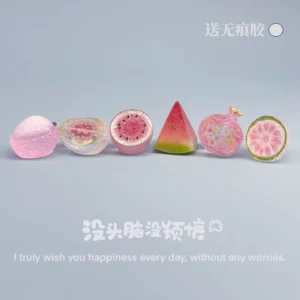 Cute Cartoon Ice-Clear Watermelon Healing Figurine for Car Dashboard, Computer Screen, Workstation, and Desktop Stress Relief