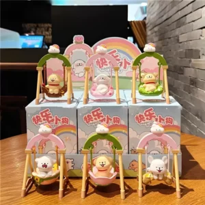 Line Art Puppy on a Swing Blind Box Figurine Healing Desktop Ornament Cute Girly Birthday Gift Toy