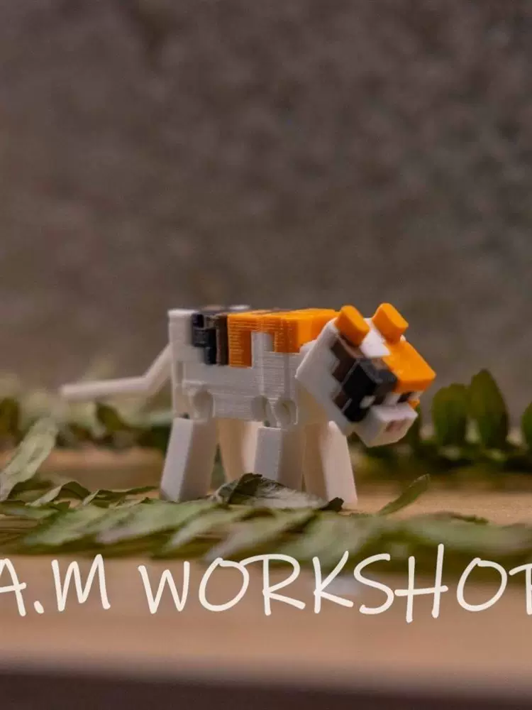 3D Printed Figurines Minecraft Cat Collection Couple Pose Toys Multi-Jointed Movable