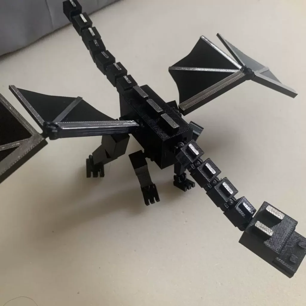 Articulated Action Figure 3D Printed Minecraft Chinese-Made Ender Dragon Model Figurine Cute and Movable