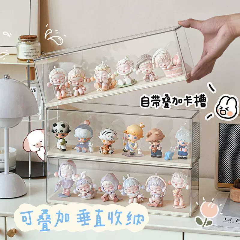 Cartoon Cute Blind Box ins Figure Multi-Layer Storage Display Stand Acrylic Transparent Dust-Proof Desktop Display Cabinet