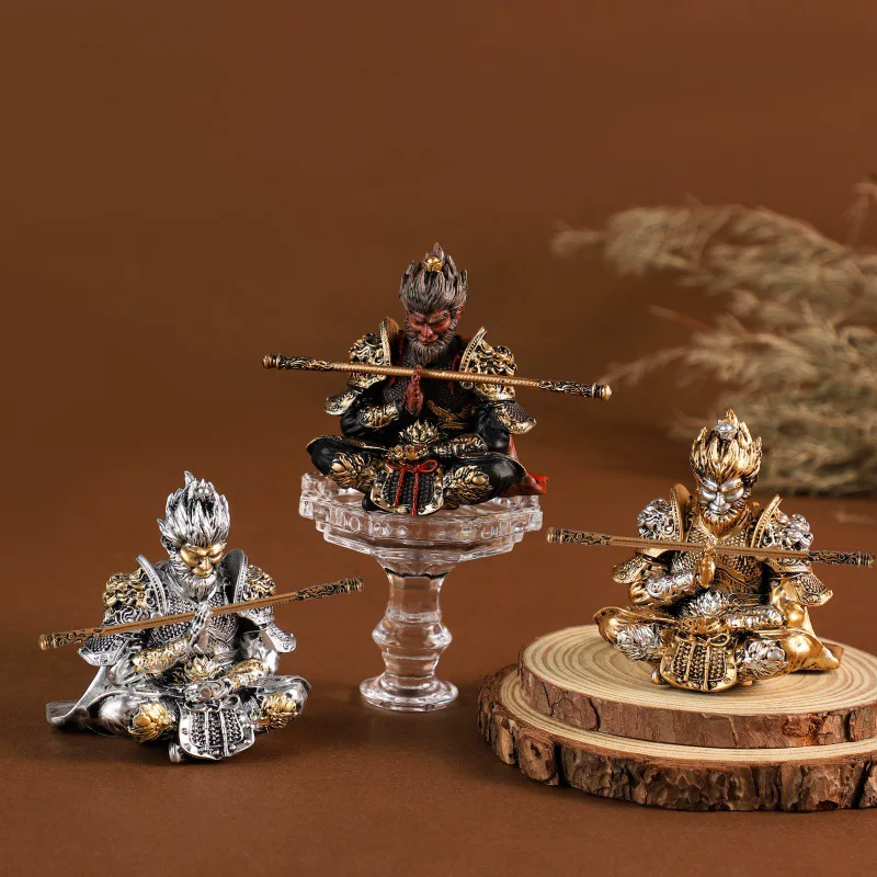 Guochao Black Myth Wukong Figurine Imitation Sandstone Small Ornament Creative Living Room Tea Table Decoration Tea Pet Ornament Gift