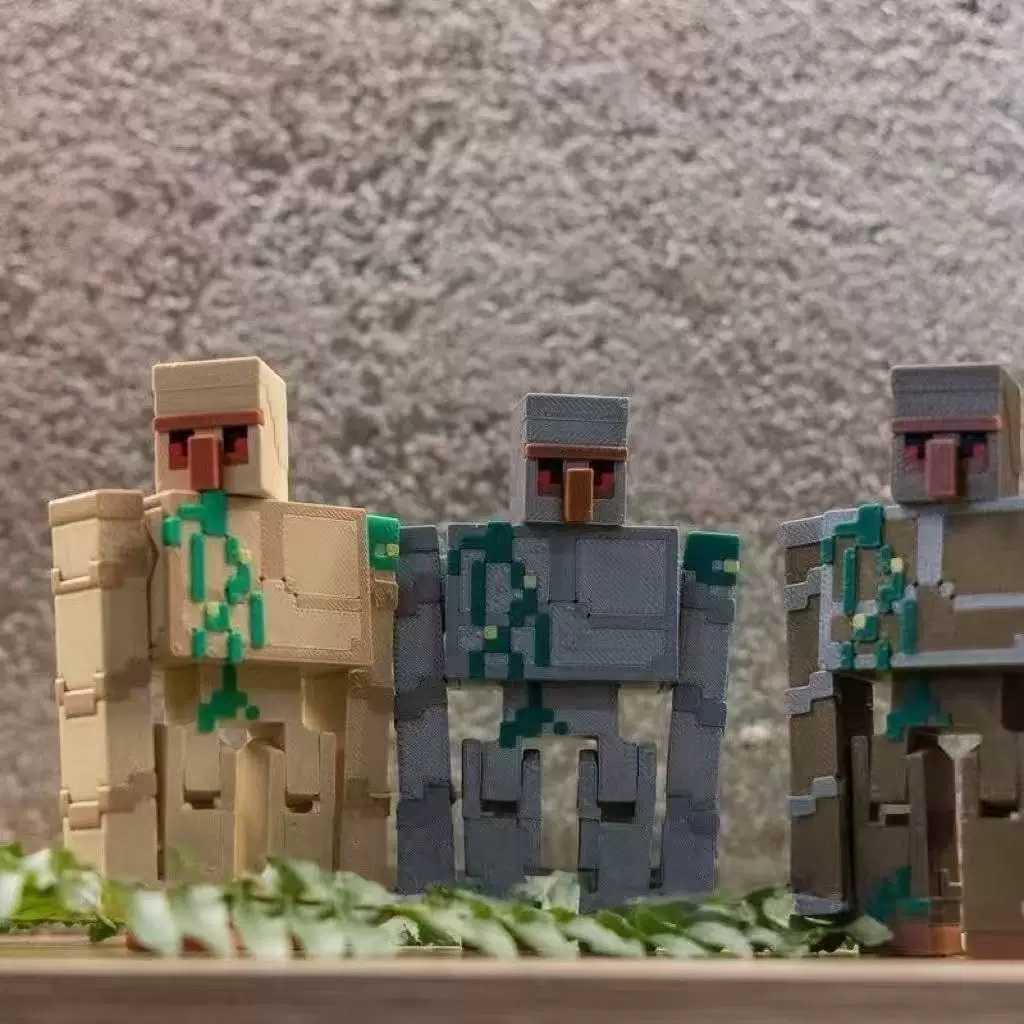 Mc Minecraft Iron Golem Pixel-Style Game Peripheral Figurine Model Ornament Gift 3D Printed Movable Action Figure