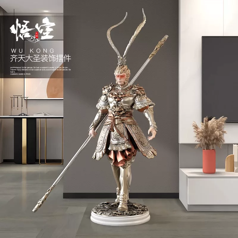 Monkey King Sun Wukong Figurine Decoration for Living Room, Office Workstation Display, Black Myth Wukong Crafts